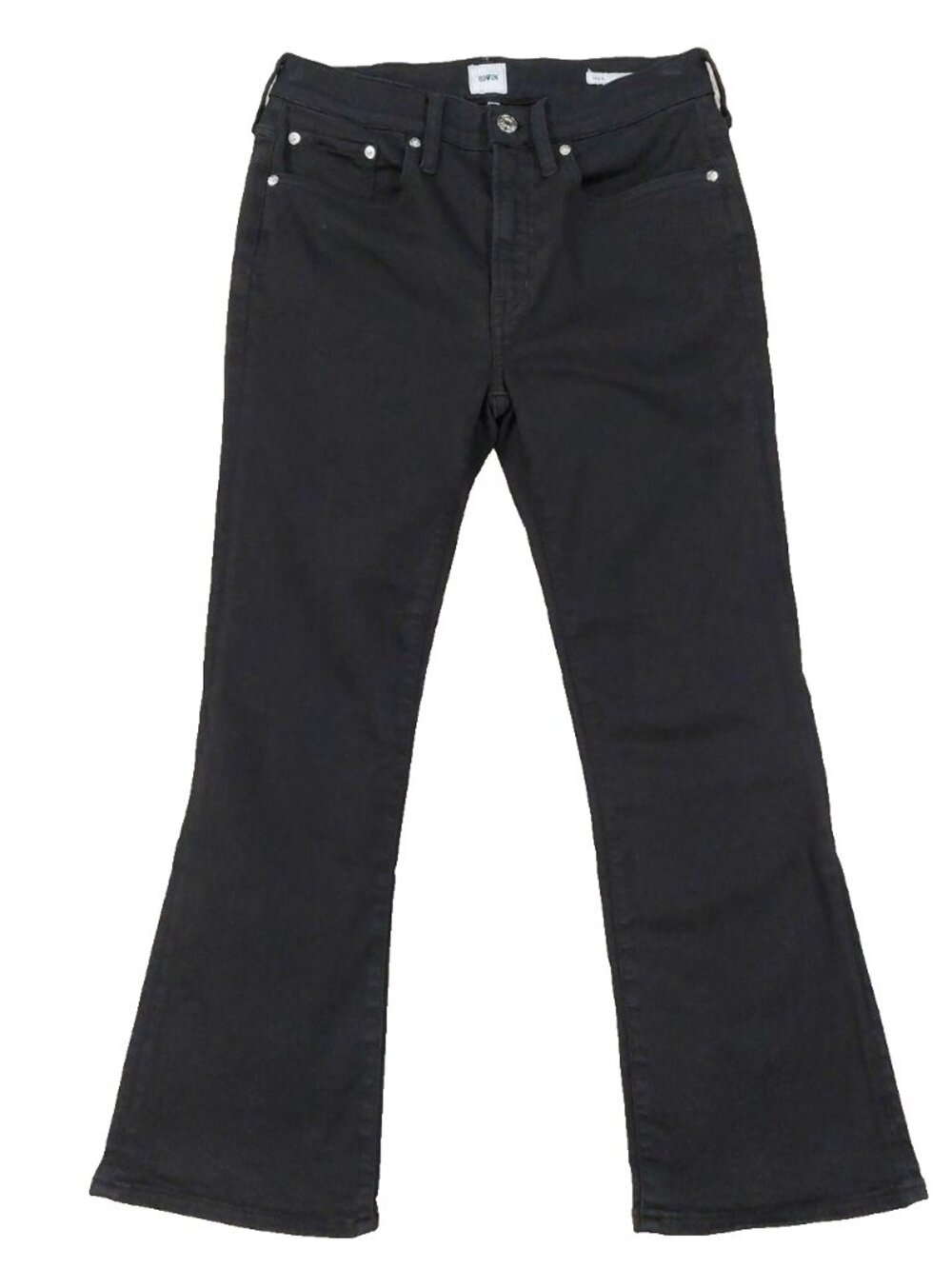 Edwin Cassia Mini Boot Cropped Bootcut Jeans Women's Sz 27, Black Stretch Denim
